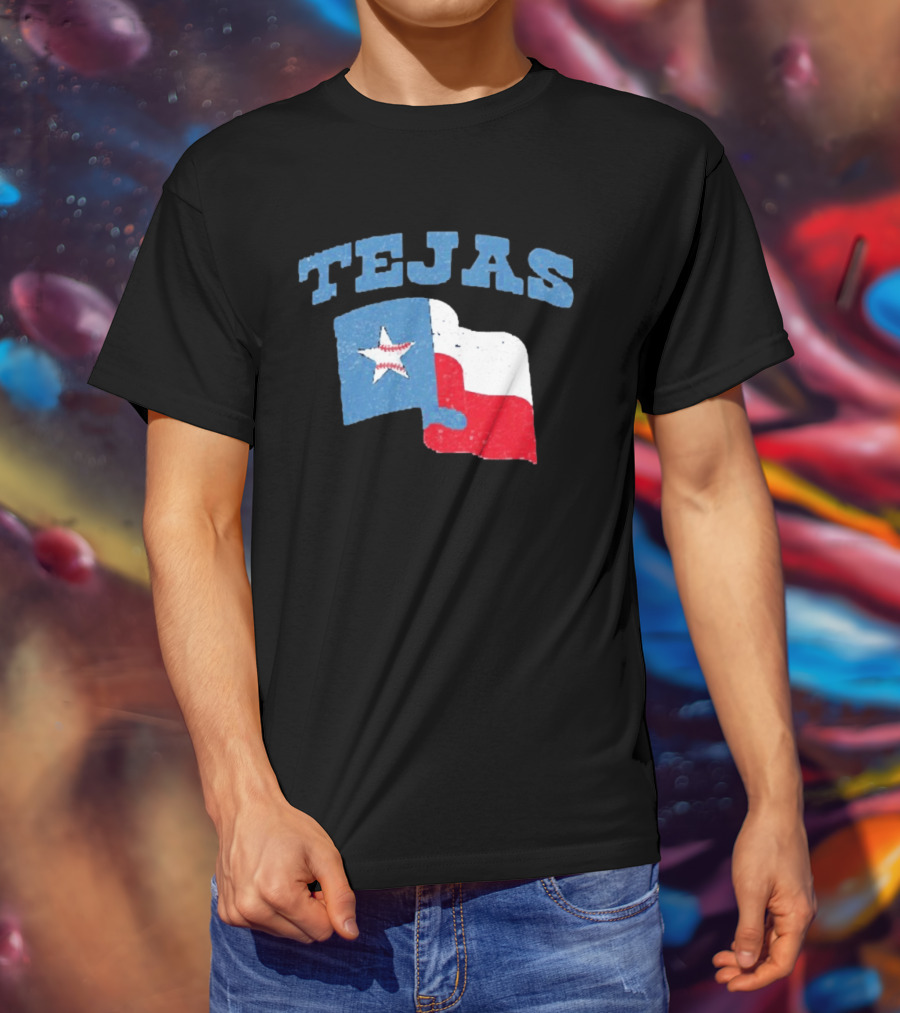 TEJAS Texas Flag With Baseball Star T-Shirt
