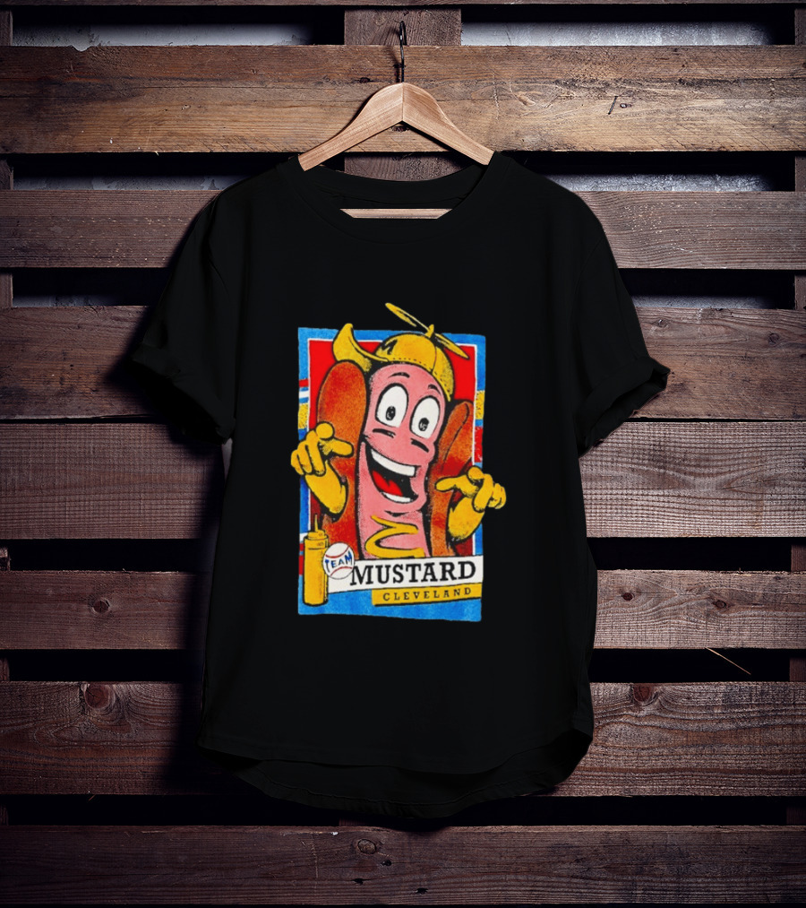 Cleveland Team Mustard Hot Dog Character Colorful T-Shirt