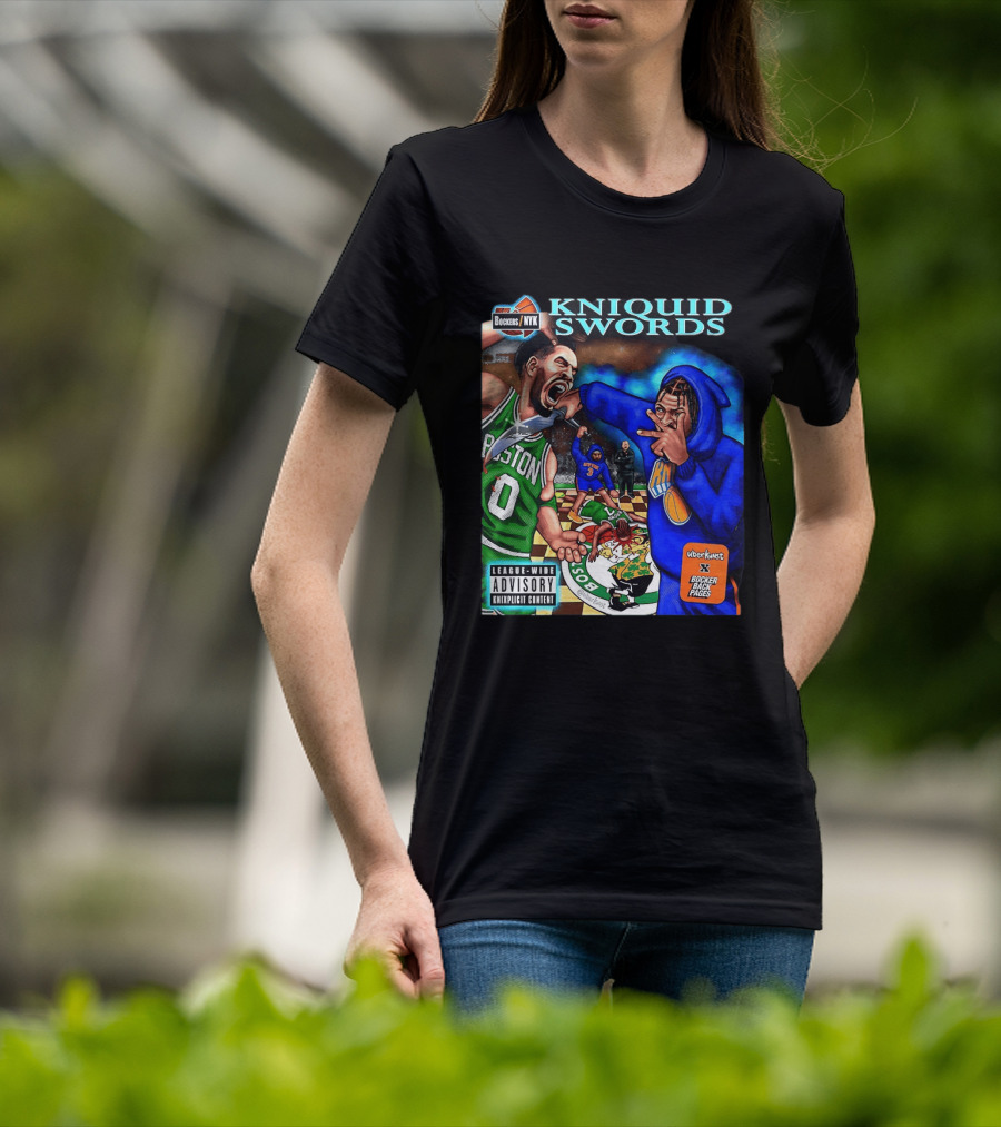 Kniquid Swords Bokers NYK Knixploitation Parental Advisory Uberkunst Bocker Back Pages T-Shirt