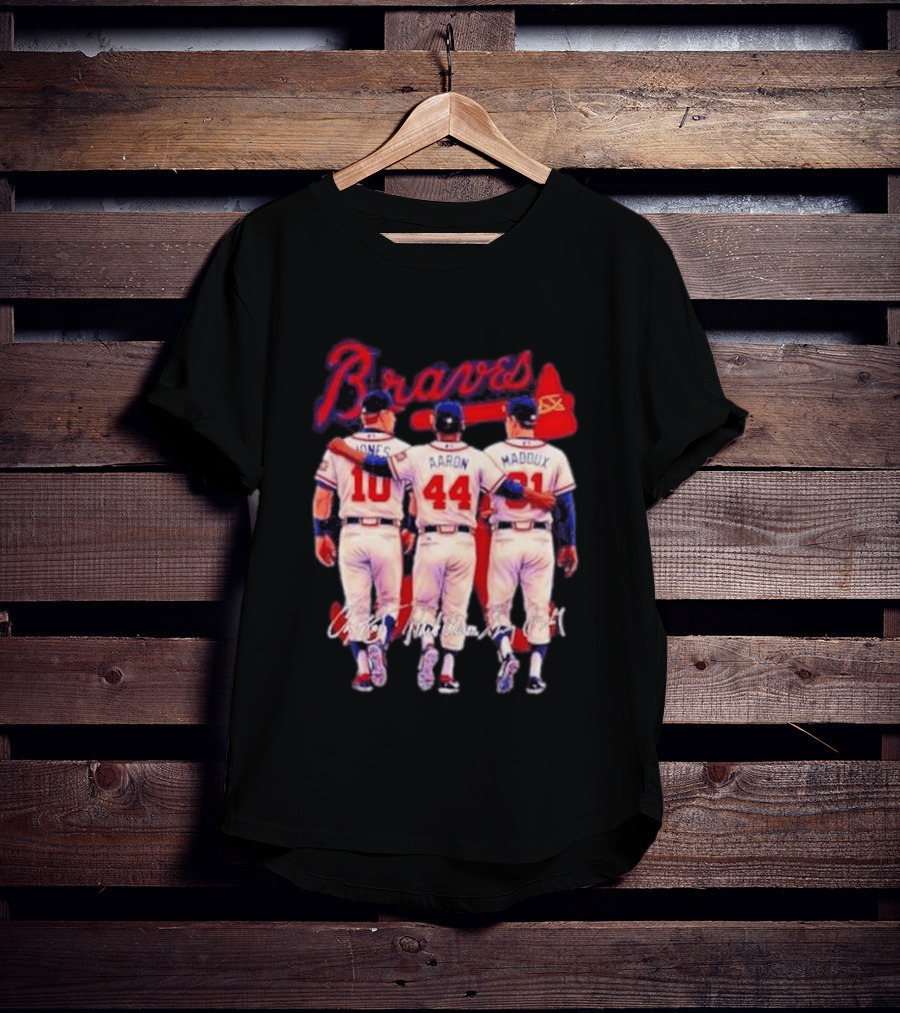 Atlanta Braves Jones Aaron Maddux Iconic Baseball Legends T-Shirt