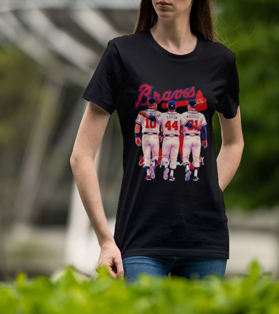 Atlanta Braves Jones Aaron Maddux Iconic Baseball Legends T-Shirt