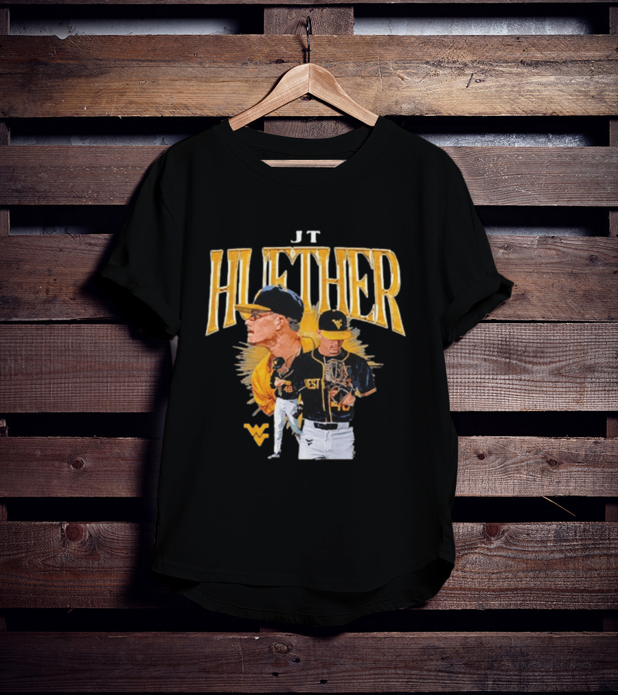 JT Huether West Virginia Mountaineers Baseball Player WV T-Shirt