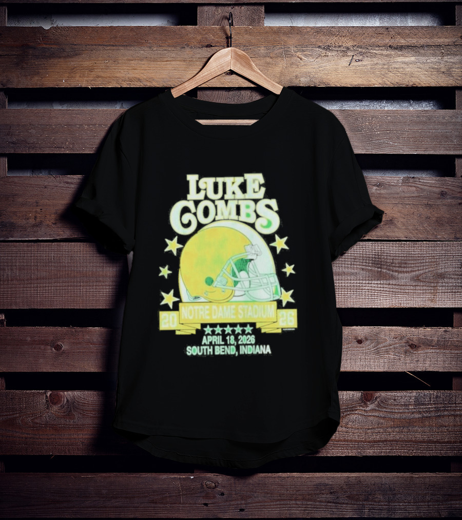 Luke Combs Notre Dame Stadium April 2026 South Bend Indiana Football Helmet Stars T-Shirt