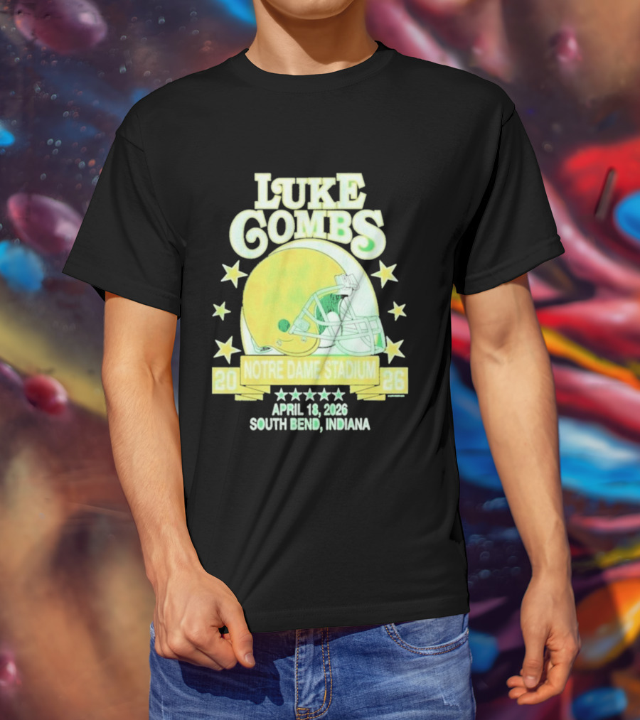 Luke Combs Notre Dame Stadium April 18 2026 South Bend Indiana Helmet Football Event T-Shirt