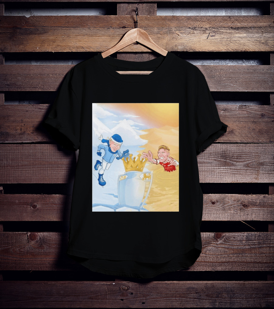 Manchester City Versus Arsenal April 2026 Premier League Title Showdown Cartoon T-Shirt