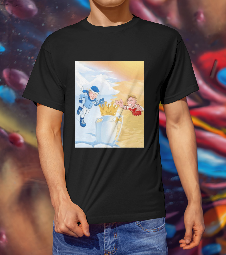Manchester City Versus Arsenal April 2026 Premier League Title Showdown Cartoon T-Shirt