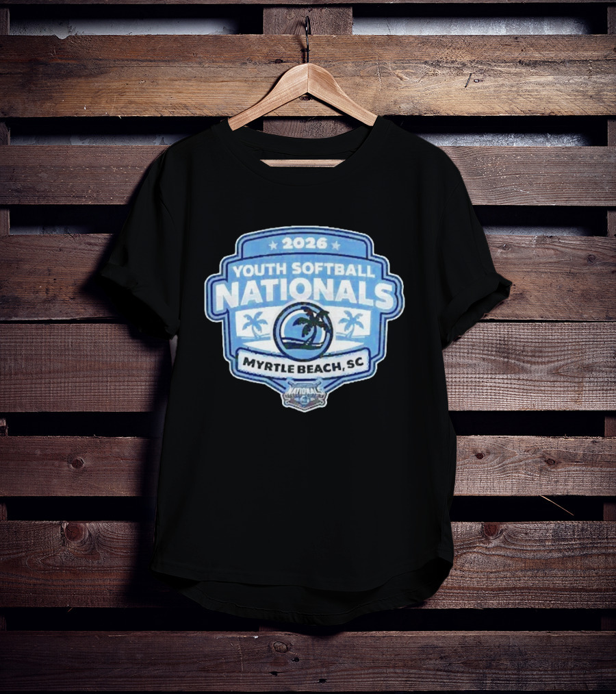 2026 Youth Softball Nationals Myrtle Beach SC With Palm Trees And Beach Scene T-Shirt