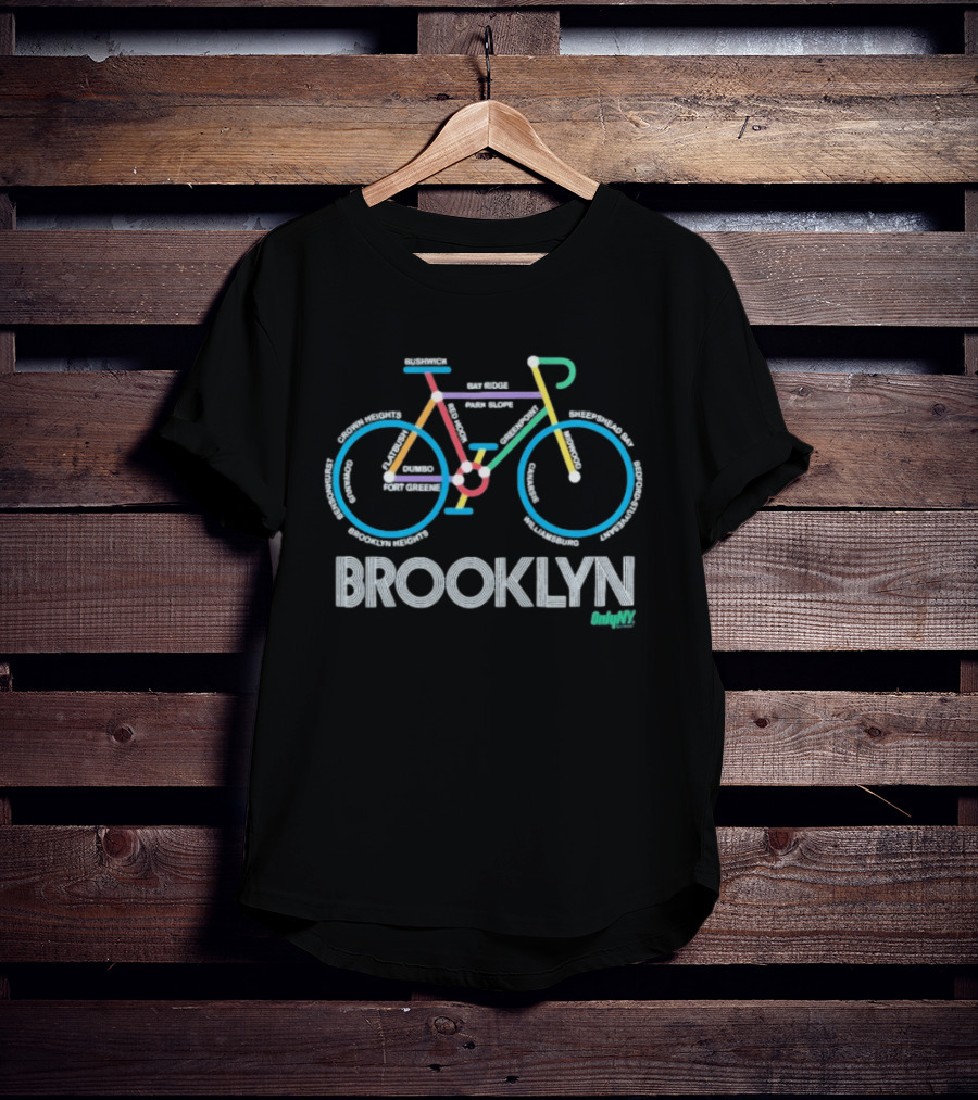 Only NY Brooklyn Neighborhoods Bike Map T-Shirt