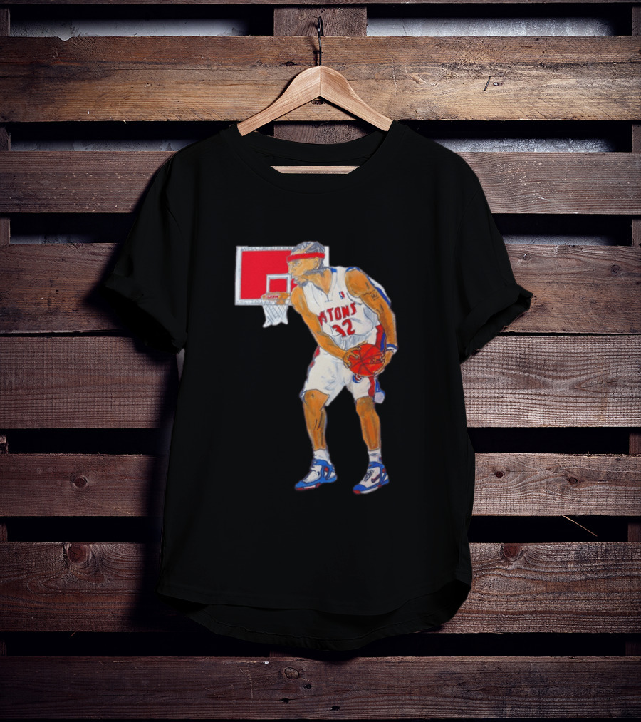 Richard Hamilton Pistons Let It Rip 32 Basketball Action T-Shirt