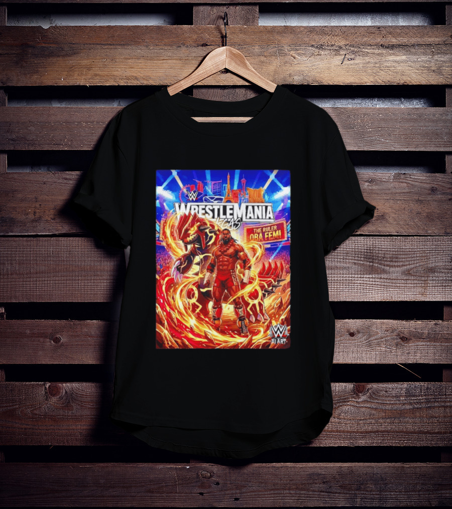 WrestleMania Vegas Pokémon Groudon X The Ruler Oba Femi WWE Superstar T-Shirt