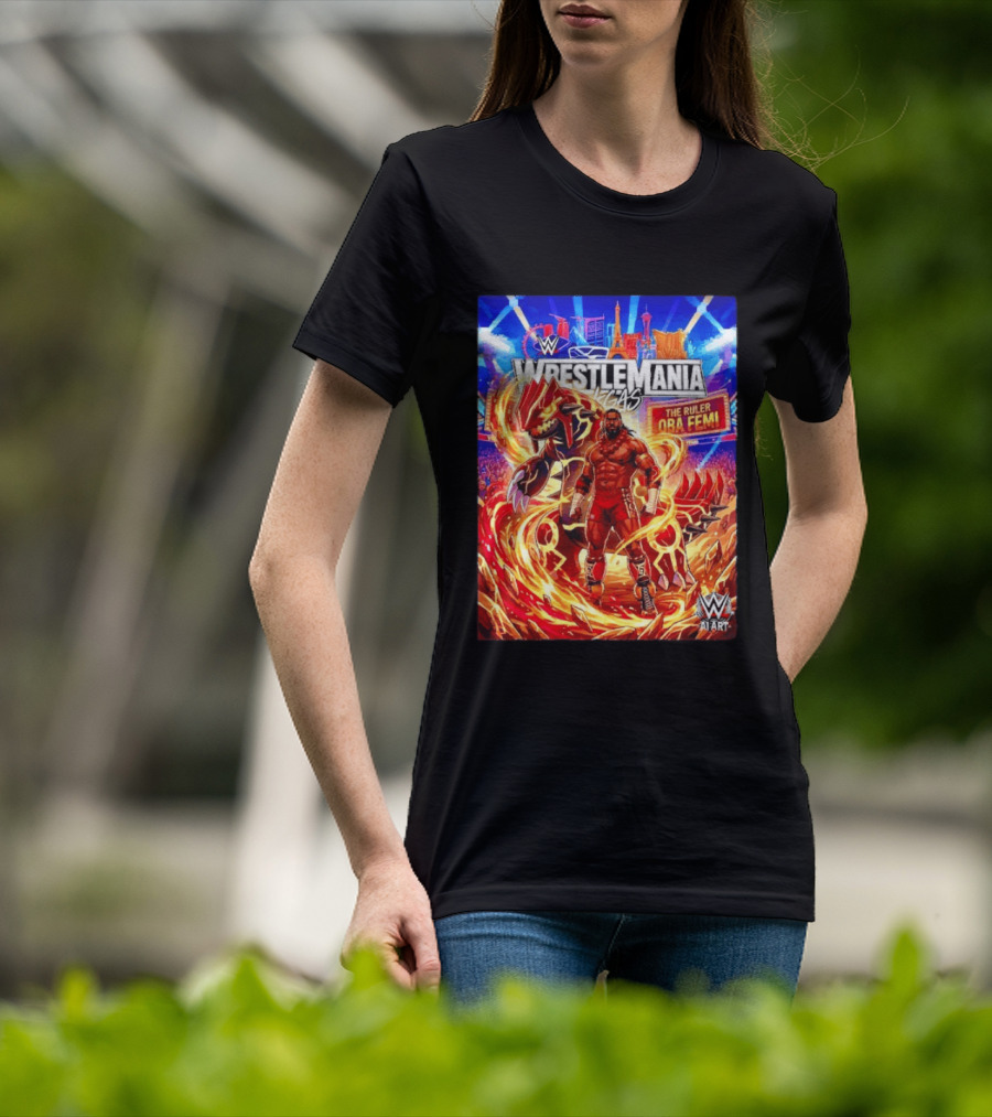 WrestleMania Vegas Pokémon Groudon X The Ruler Oba Femi WWE Superstar T-Shirt