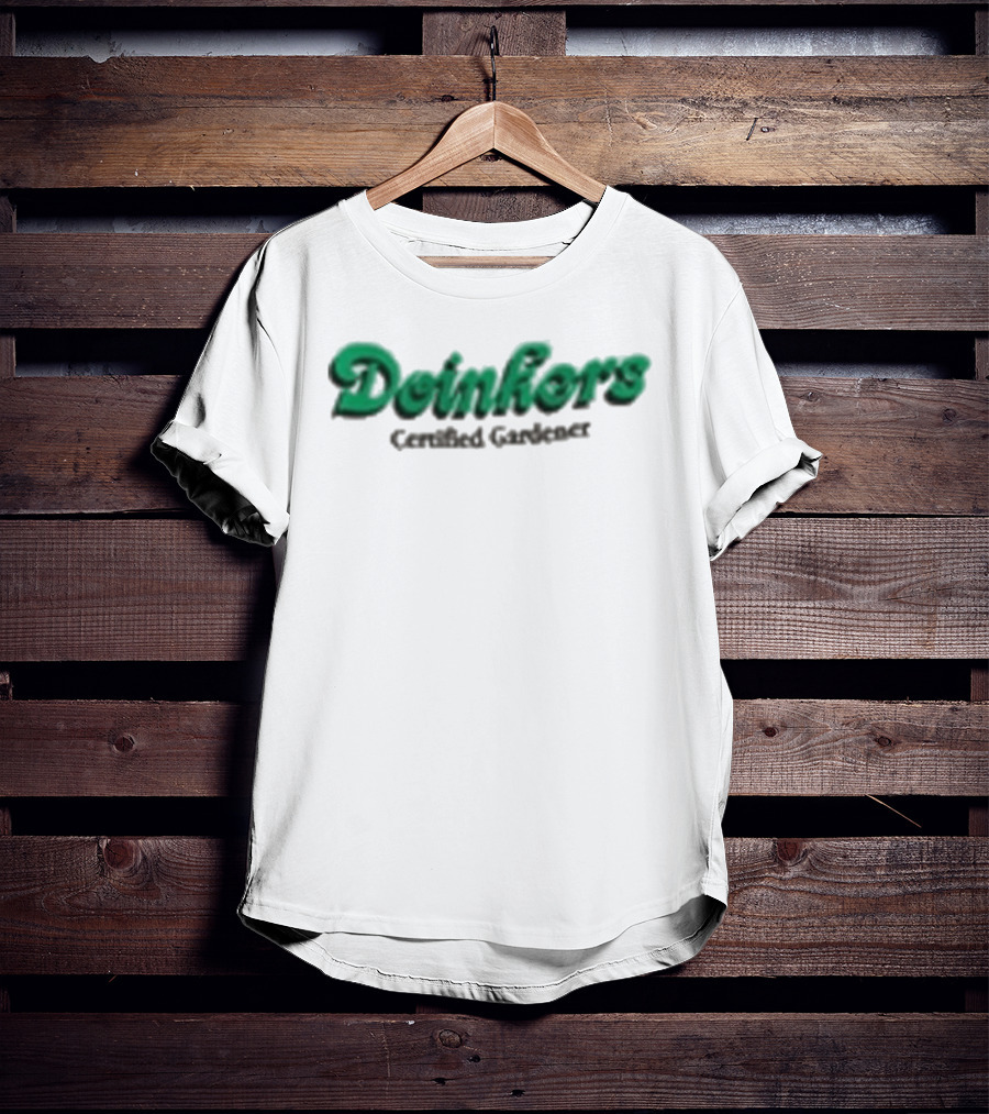 Doinkers Certified Gardener Green Text Gardening T-Shirt