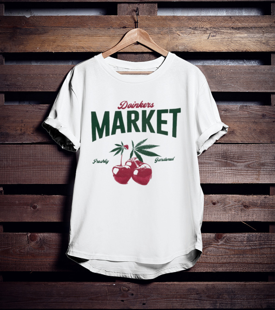 Doinkers Market Freshly Gardened Tomatoes And Cannabis Leaves T-Shirt