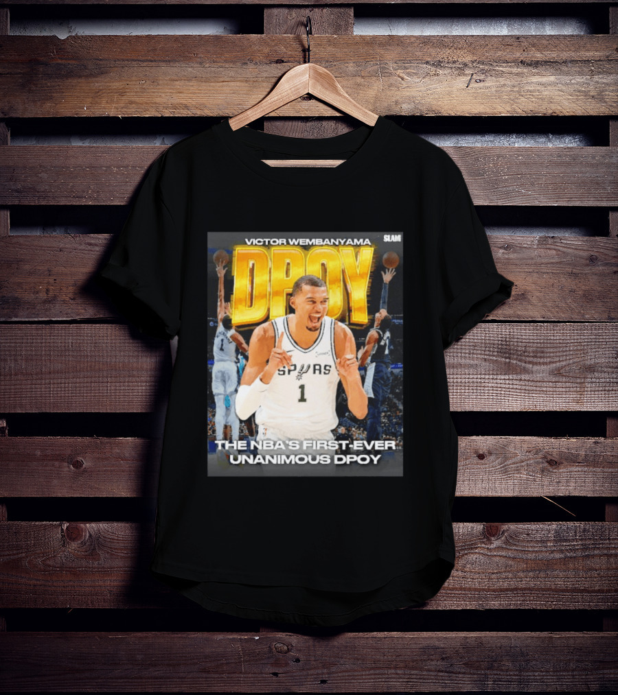 Victor Wembanyama Spurs Basketball NBA First Ever Unanimous DPOY Recognition T-Shirt
