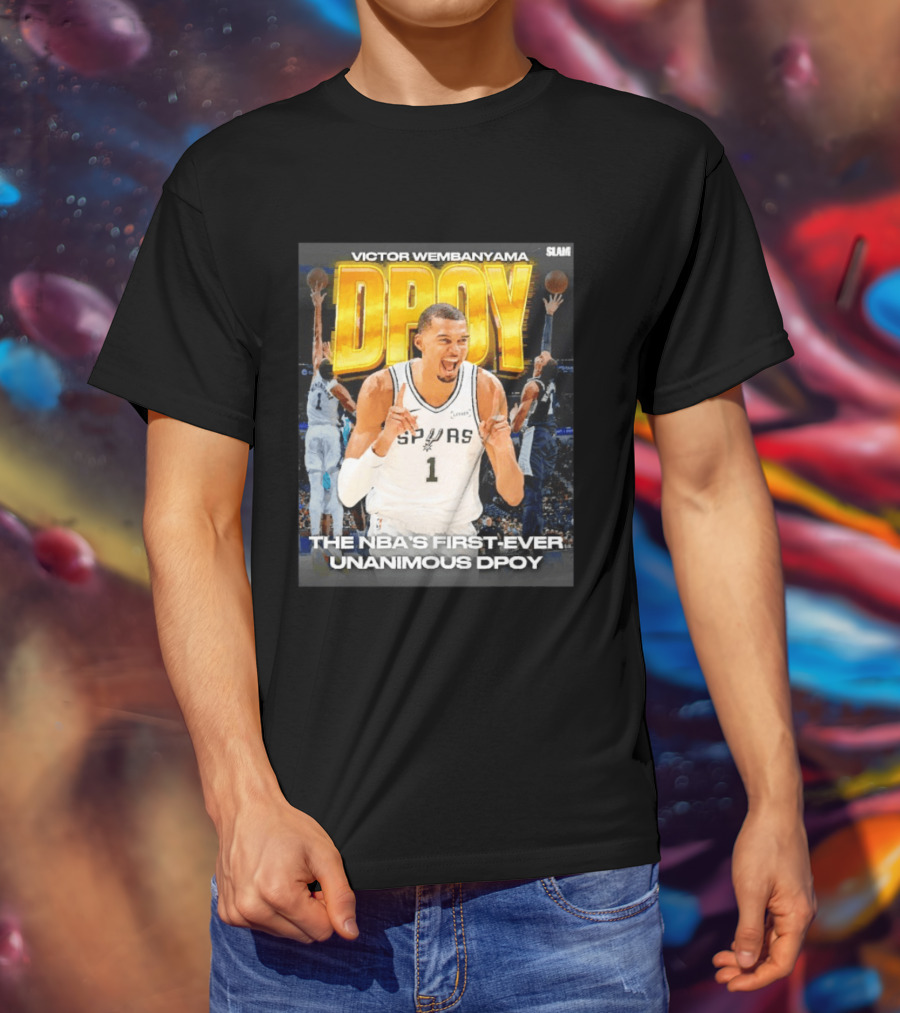 Victor Wembanyama Spurs Basketball NBA First Ever Unanimous DPOY Recognition T-Shirt