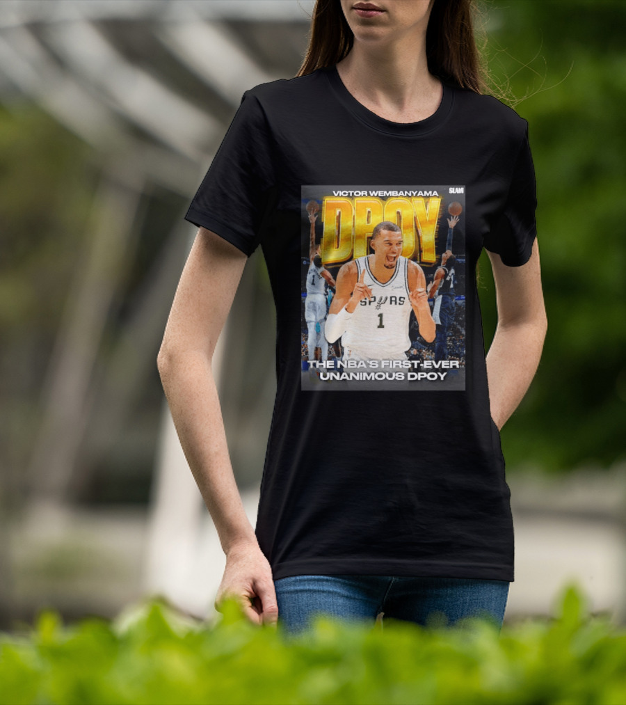 Victor Wembanyama Spurs Basketball NBA First Ever Unanimous DPOY Recognition T-Shirt