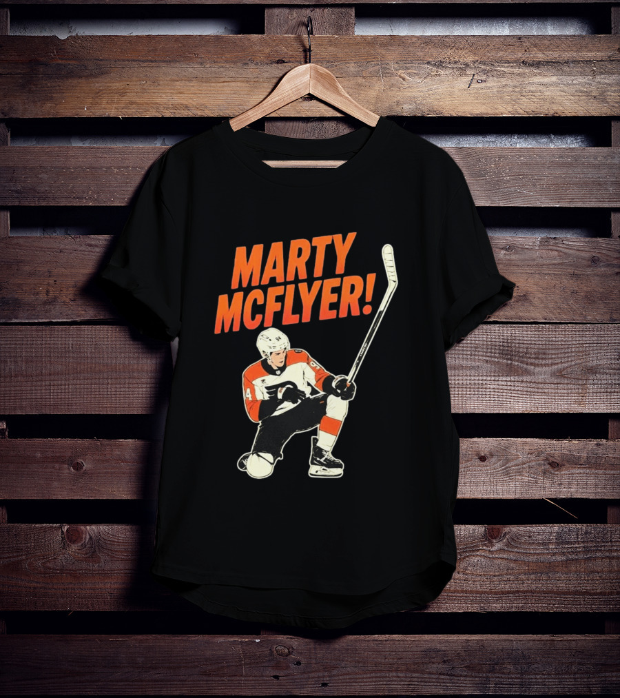 Marty McFlyer 94 Hockey Player In Action T-Shirt