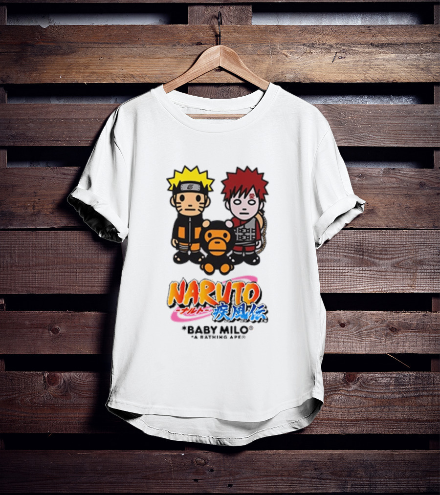 Naruto Baby Milo A Bathing Ape Collaboration With Gaara And Baby Milo Characters T-Shirt