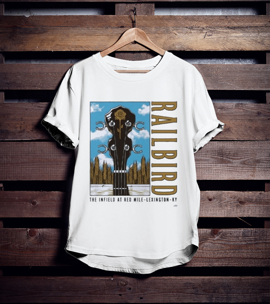 Railbird Festival June 6 7 2026 The Infield At Red Mile Lexington KY Banjo And Horseshoe T-Shirt