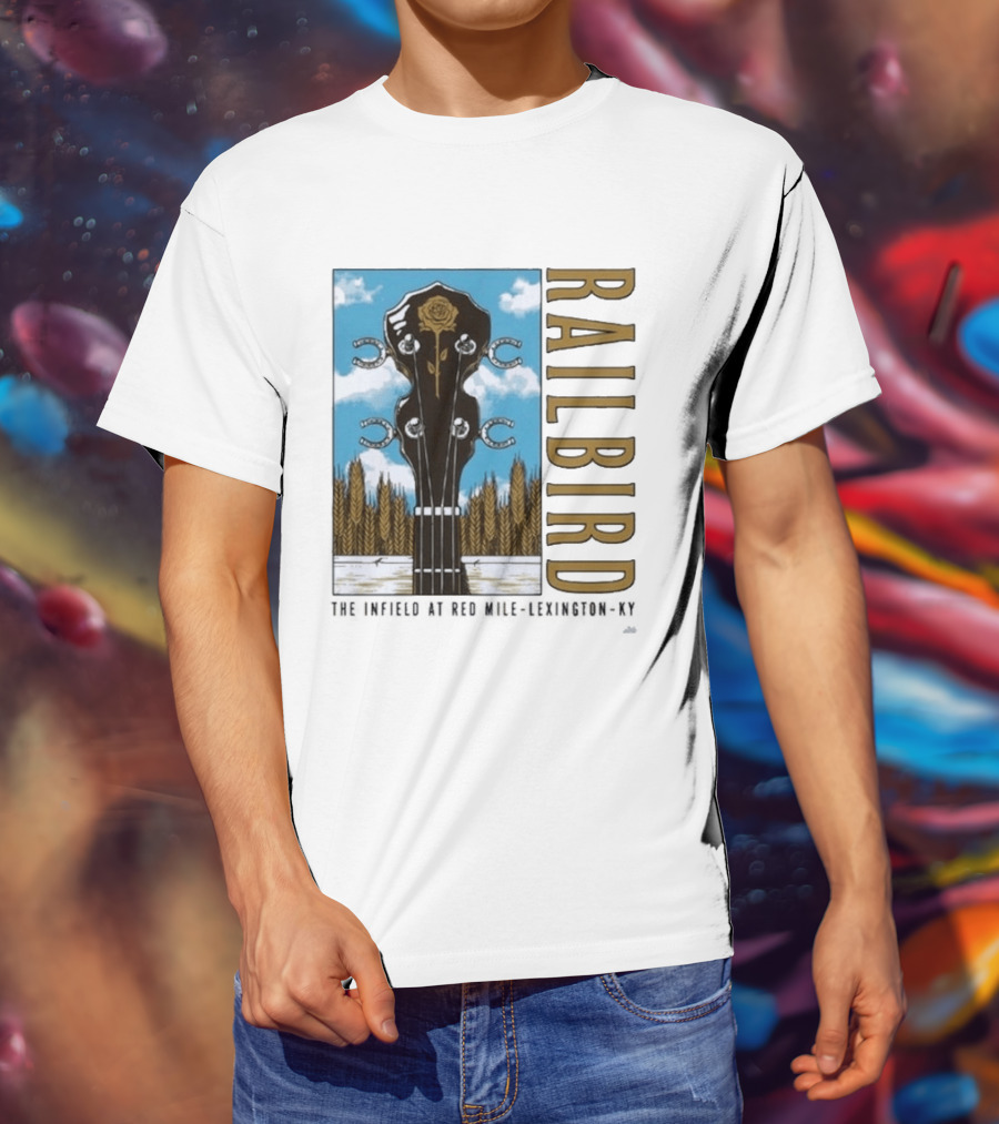 Railbird Festival June 6 7 2026 The Infield At Red Mile Lexington KY Banjo And Horseshoe T-Shirt