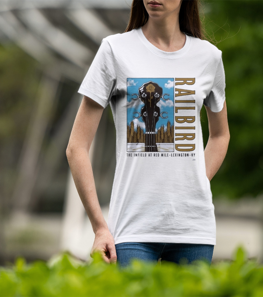 Railbird Festival June 6 7 2026 The Infield At Red Mile Lexington KY Banjo And Horseshoe T-Shirt