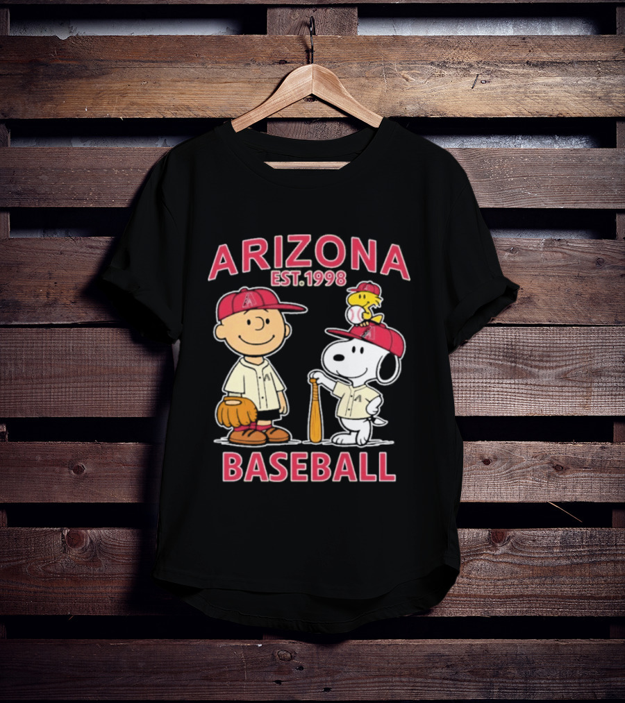 Arizona Est. 1998 Snoopy Woodstock Baseball Team Brown T-Shirt