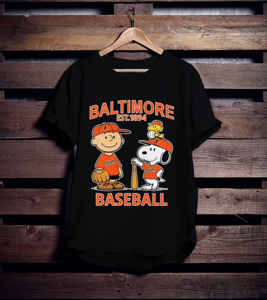 Baltimore Est. 1894 Baseball Snoopy Woodstock Charlie Brown T-Shirt