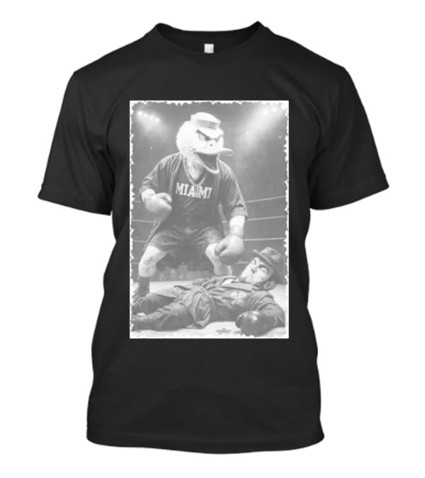 Miami Hurricanes Victory Mascot Dominating Classic Leprechaun Boxing Ring T-Shirt