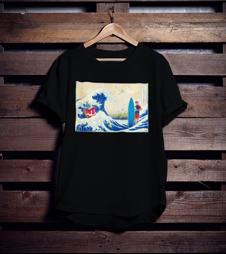 The Great Wave Tramore Surfing Scene Japan Irish Coast Fusion T-Shirt