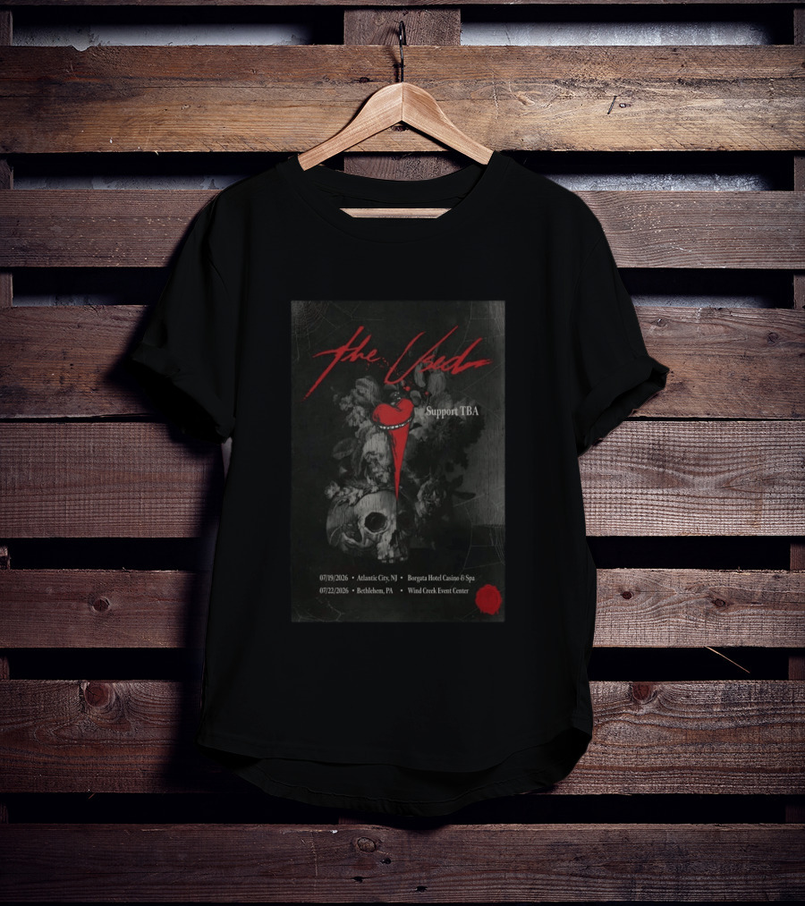 The Used Summer 2026 Atlantic City Borgata Bethlehem Wind Creek Shows Skull Heart T-Shirt