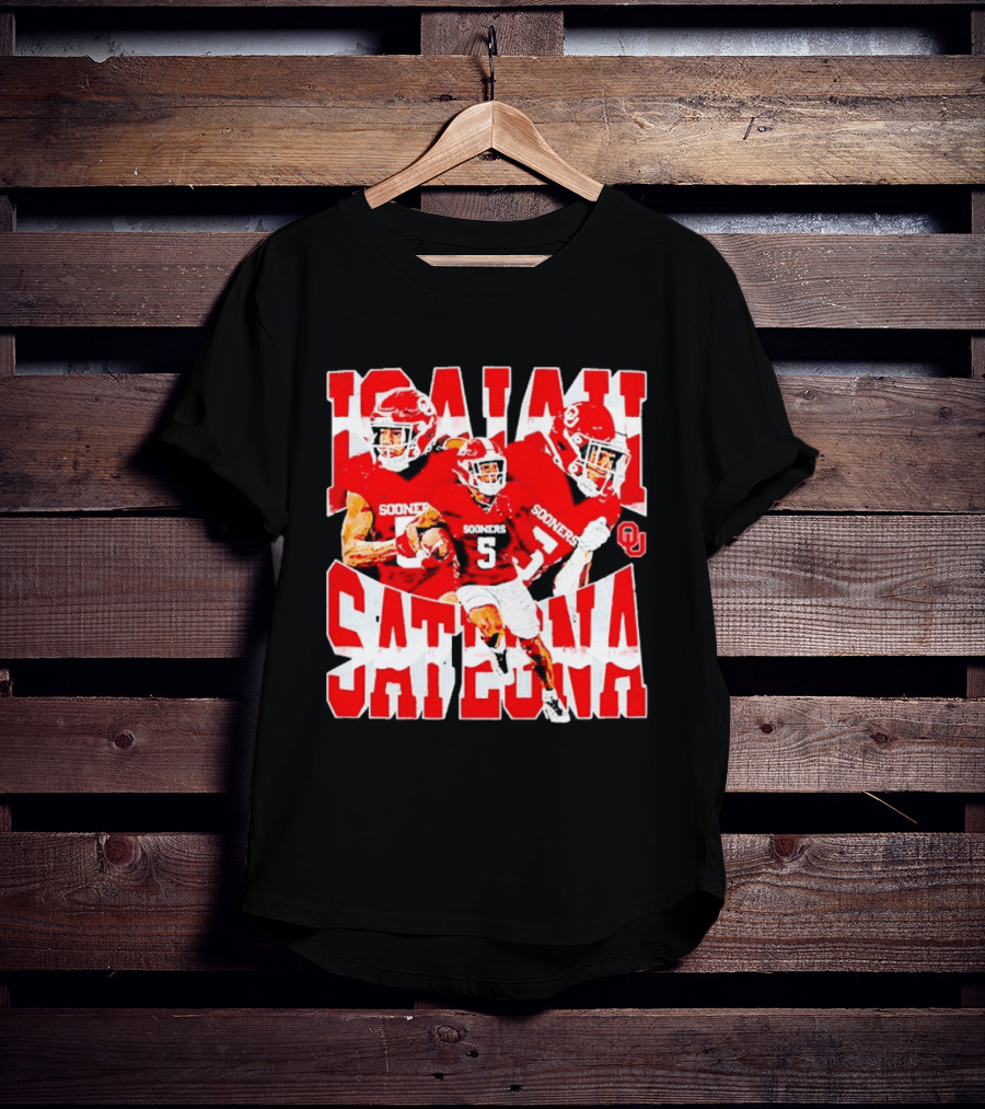 Isaiah Sategna Oklahoma Sooners 3 NCAA Football Collage T-Shirt