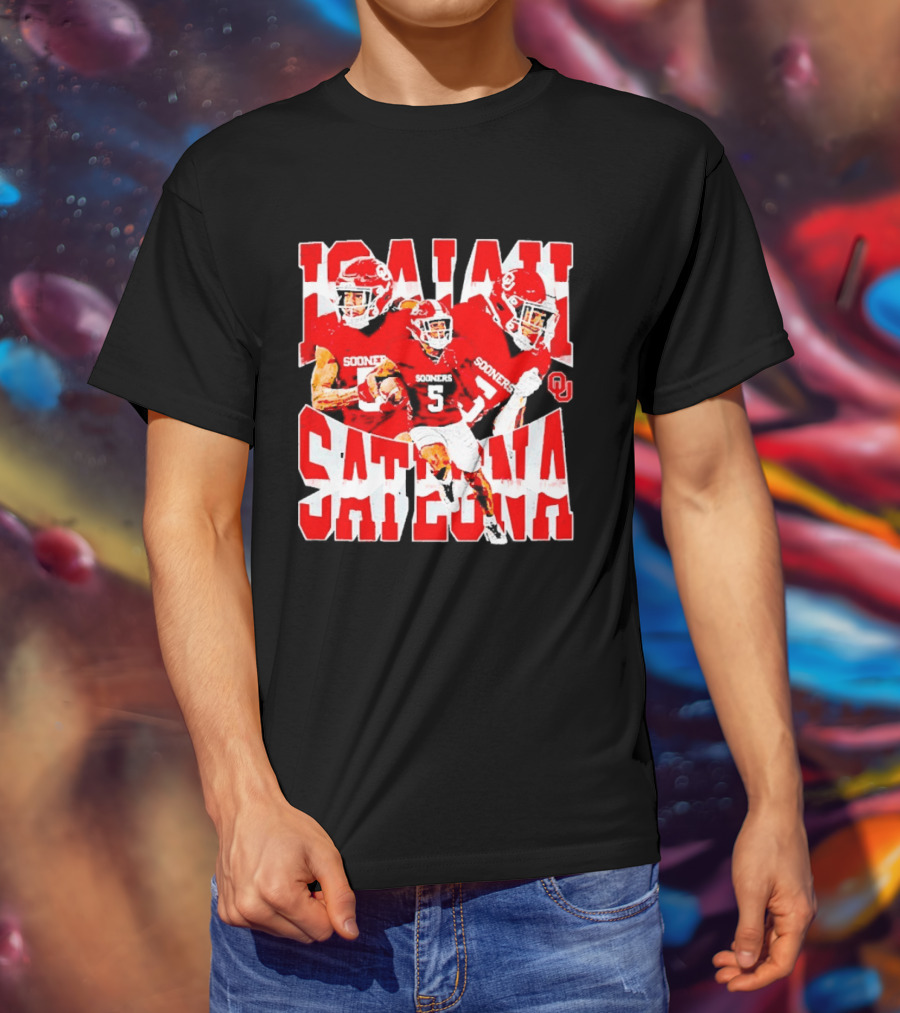 Isaiah Sategna Oklahoma Sooners 3 NCAA Football Collage T-Shirt