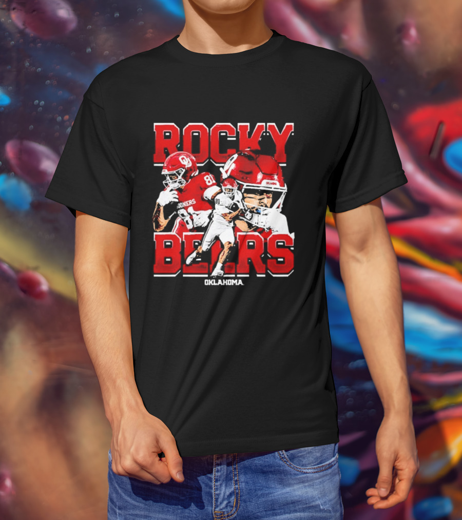 Rocky Beers Oklahoma Sooners Football Collage With NCAA Players And Helmets T-Shirt