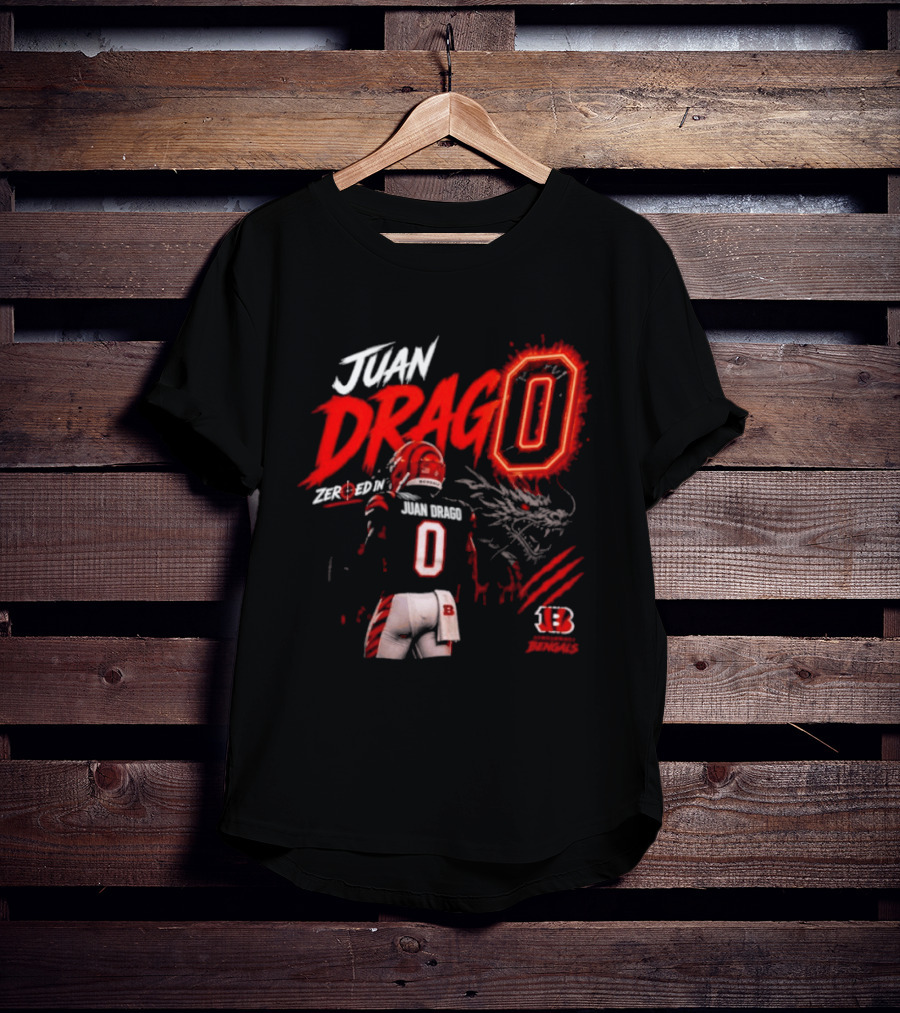 Juan Drago 0 Cincinnati Bengals Dragon Claw Football T-Shirt