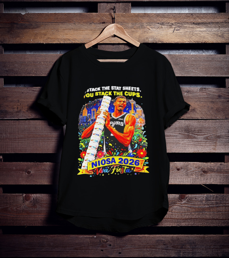 Victor Wembanyama Spurs NIOSA 2026 Viva Fiesta Stack The Stat Sheets T-Shirt