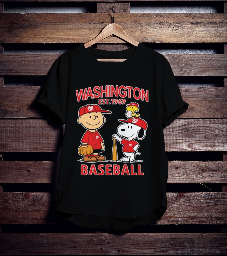 Washington Est. 1969 Snoopy Woodstock Baseball Redcaps T-Shirt