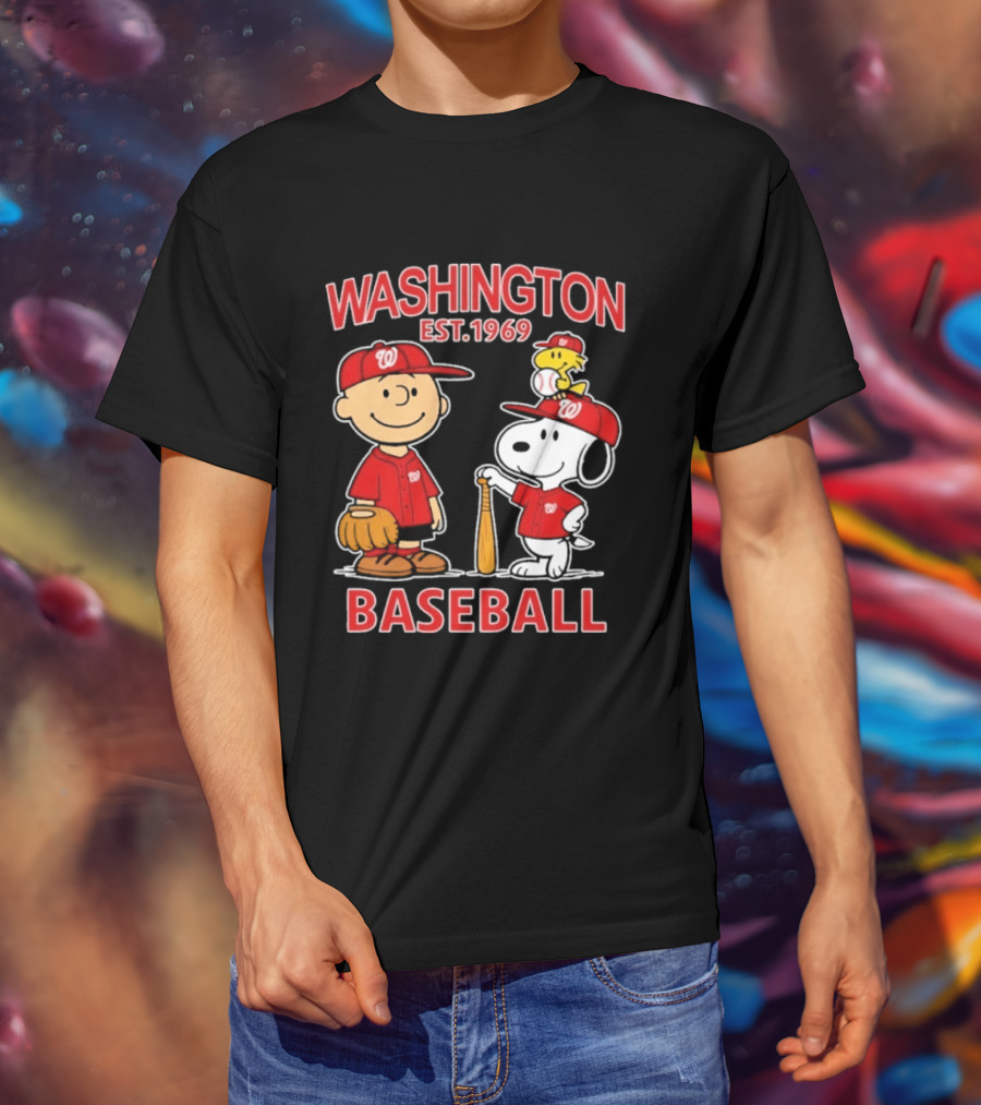 Washington Est. 1969 Snoopy Woodstock Baseball Redcaps T-Shirt