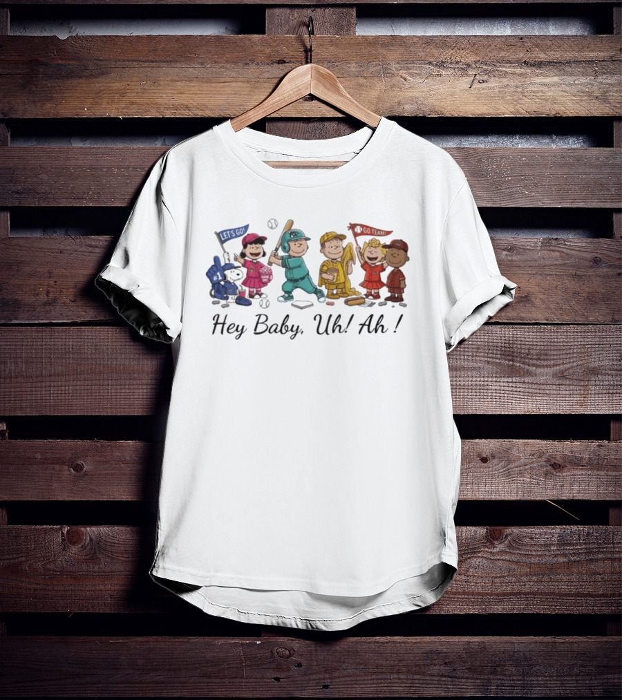 Peanuts Characters Banana Ball Hey Baby Uh Ah Baseball T-Shirt