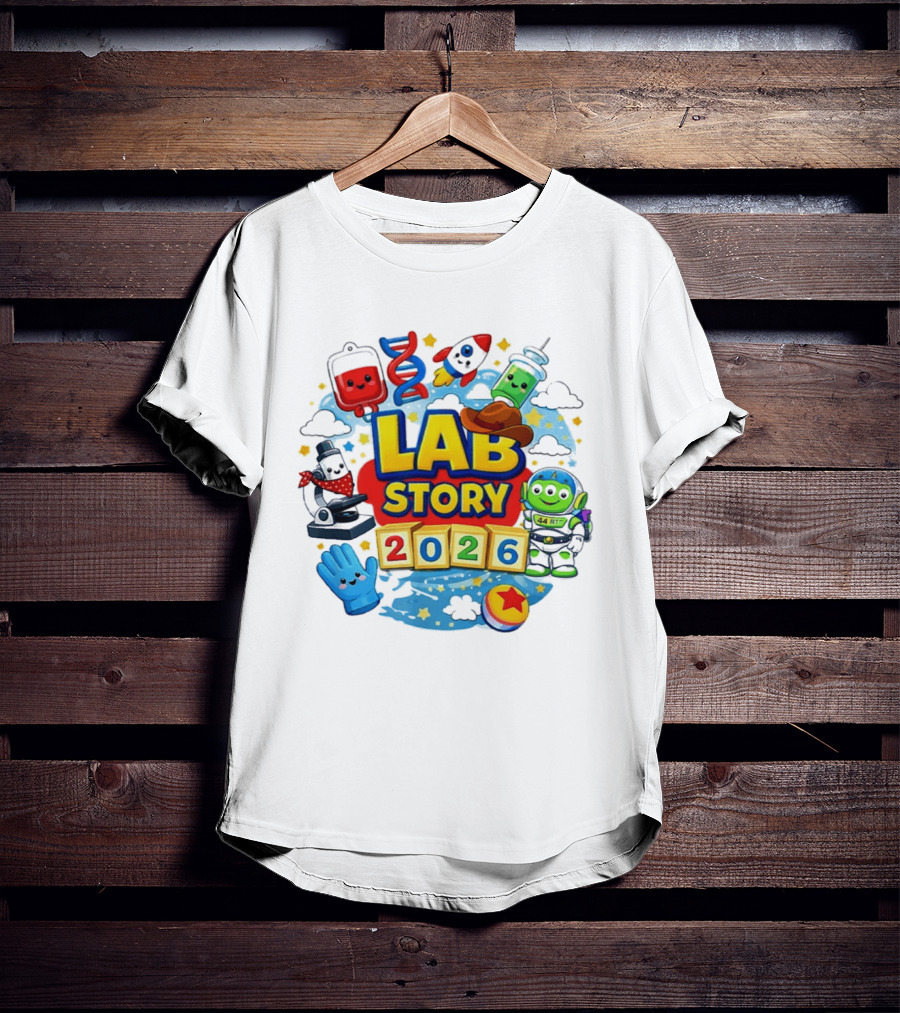 LAB STORY 2026 Cartoon Rocket Alien Science Adventure T-Shirt