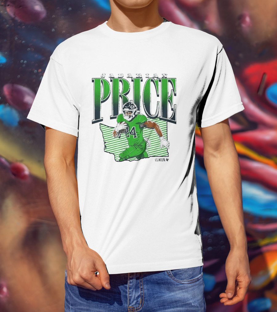 Jadarian Price 24 Green Football Graphic Remix T-Shirt