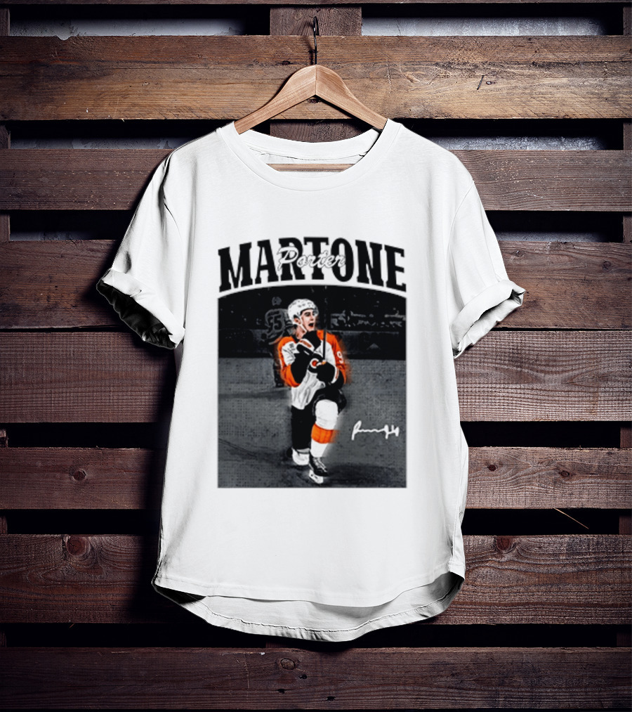 Porter Martone Fly Hockey Celebration With Signature T-Shirt
