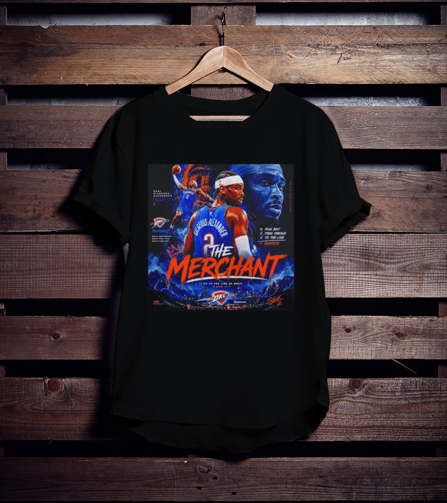 Shai Gilgeous Alexander The Merchant Oklahoma City Thunder Buckets Collage T-Shirt