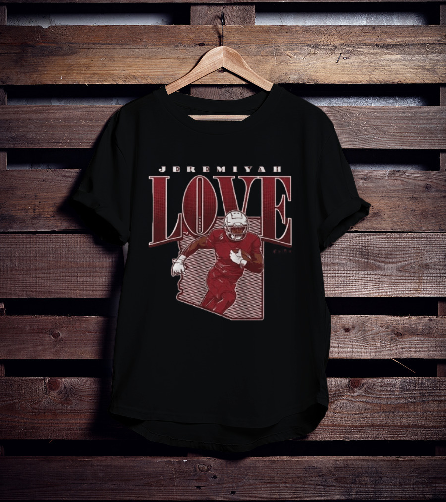 Jeremiyah Love Football Player Red State Star Remix T-Shirt