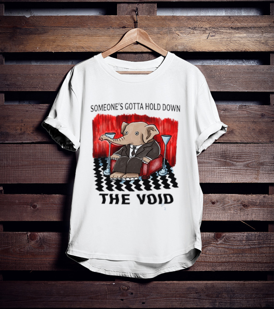 Someone's Gotta Hold Down The Void Elephant In Suit Martini And Red Chair T-Shirt