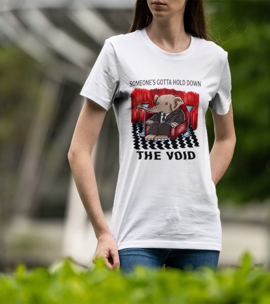 Someone's Gotta Hold Down The Void Elephant In Suit Martini And Red Chair T-Shirt