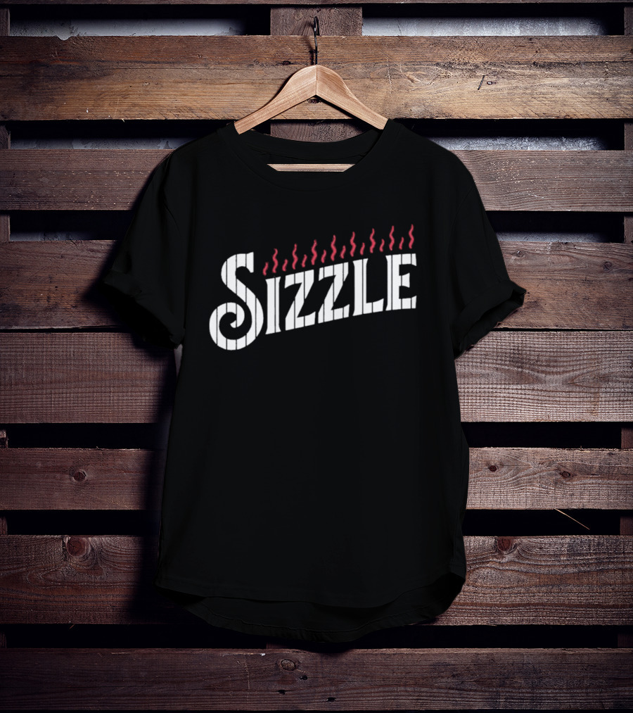 Sizzle Flames Red White JC Escarra Wearing T-Shirt