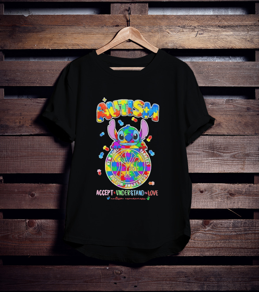 New York Yankees Stitch Autism Awareness Accept Understand Love T-Shirt