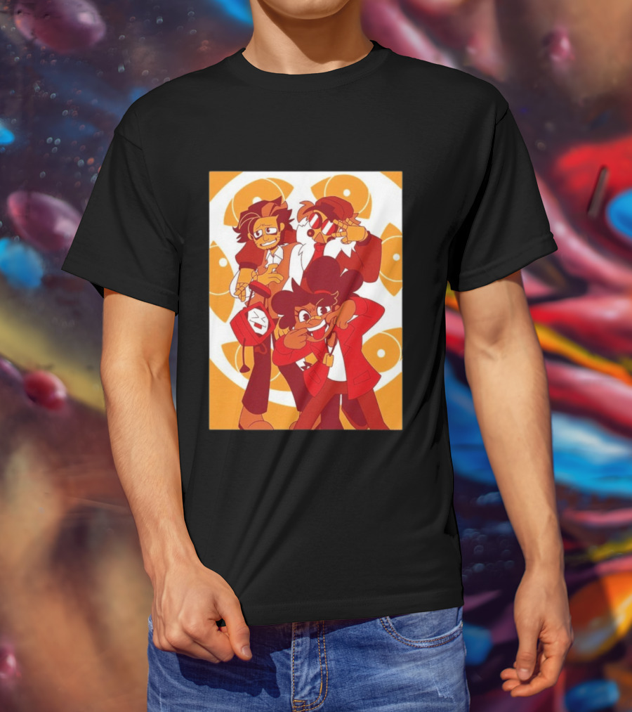 Epilogue Mural Red And White Cartoon Characters With Unique Hairstyles And Outfits T-Shirt