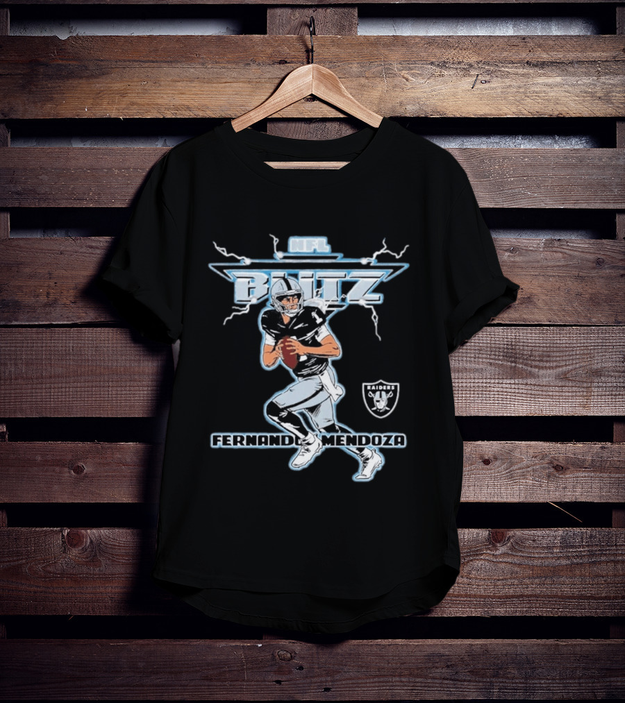 NFL Blitz Fernando Mendoza Raiders Football 2026 Draft Pick Player T-Shirt