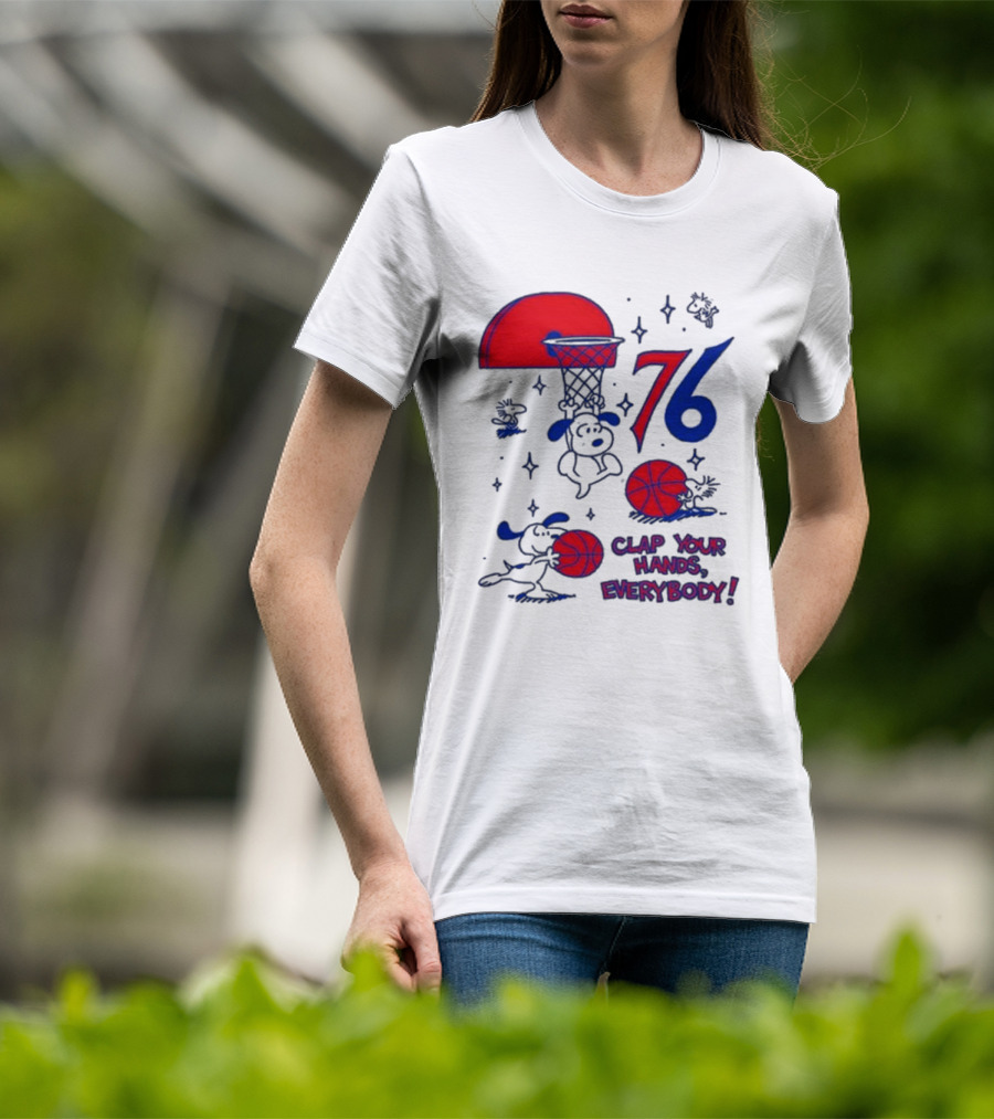 Ghost Bongo Sixers 76 Clap Your Hands Everybody Basketball Stars T-Shirt